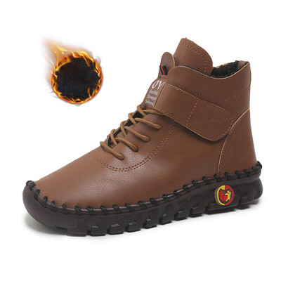 Γούνινες γυναικείες μπότες Χειμερινές μπότες αστραγάλου Κλωστή ραπτικής μαμάς βαμβακερά παπούτσια για γυναίκες 2023 Νέα αδιάβροχη κοντή μπότα χιονιού Botas Mujer