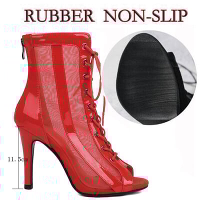 Sgesvier Čizme na čipku Izdubljene plesne čizme Jazz Dance Kratke čizme Prozračne mreže Visoke plesne cipele za žene latino ples