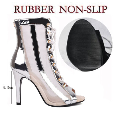 Sgesvier Čizme na čipku Izdubljene plesne čizme Jazz Dance Kratke čizme Prozračne mreže Visoke plesne cipele za žene latino ples