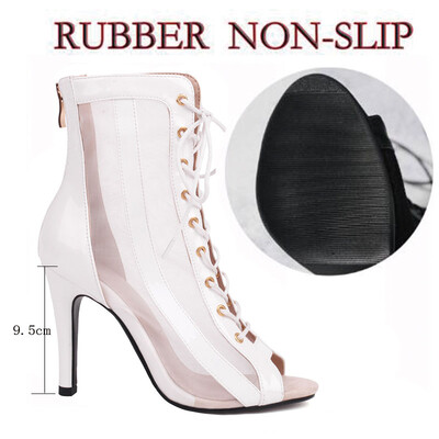 Sgesvier Čizme na čipku Izdubljene plesne čizme Jazz Dance Kratke čizme Prozračne mreže Visoke plesne cipele za žene latino ples