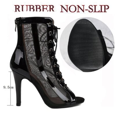 Sgesvier Čizme na čipku Izdubljene plesne čizme Jazz Dance Kratke čizme Prozračne mreže Visoke plesne cipele za žene latino ples