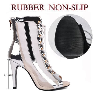 Sgesvier Čizme na čipku Izdubljene plesne čizme Jazz Dance Kratke čizme Prozračne mreže Visoke plesne cipele za žene latino ples