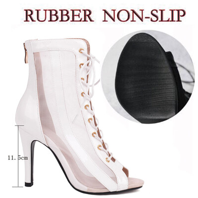 Sgesvier Čizme na čipku Izdubljene plesne čizme Jazz Dance Kratke čizme Prozračne mreže Visoke plesne cipele za žene latino ples