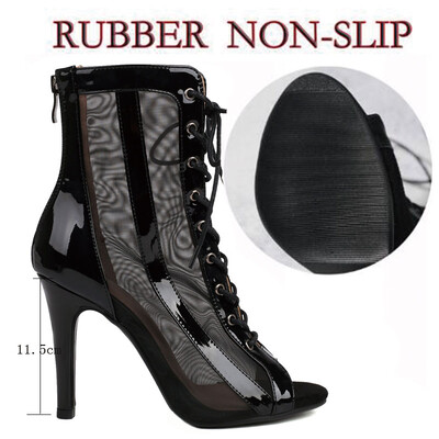 Sgesvier Čizme na čipku Izdubljene plesne čizme Jazz Dance Kratke čizme Prozračne mreže Visoke plesne cipele za žene latino ples