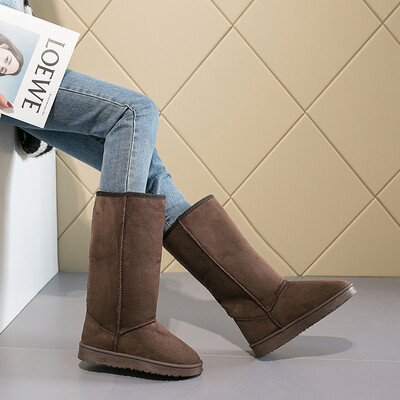 Comemore Γυναικείες ψηλές χειμερινές μαύρες μπότες με επένδυση 2022 2023 Fashion Snow Boots Γυναικείες ψηλές μπότες Μέγεθος 41 Hot ζεστά παπούτσια Botas Mujer