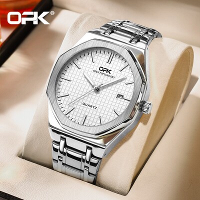 Ανδρικό ρολόι Opk Brand Simple Fashion Αδιάβροχο Φωτεινό λουρί από ανοξείδωτο ατσάλι