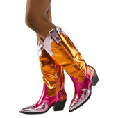 2024. Plus veličina 46 Chic metalik kaubojske čizme za žene Western kaubojke čizme Patchwork blok potpetice Cipele za festival country glazbe