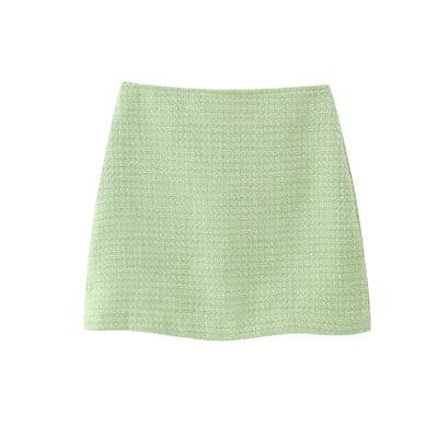 TRAF 2023. Elegantna ženska mini suknja sa blejzerom od tvida Kompleti od 2 komada dugih rukava Jakna s gumbima Ženska skraćena odijela