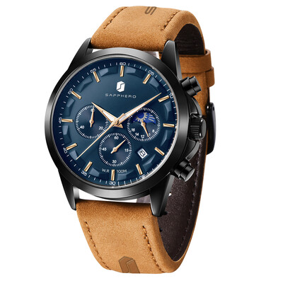 Ανδρικό ρολόι SAPPHERO από ανοξείδωτο ατσάλι Πολυτελές επαγγελματικό ρολόι χαλαζία 100M αδιάβροχο ανδρικό ρολόι ραντεβού Casual