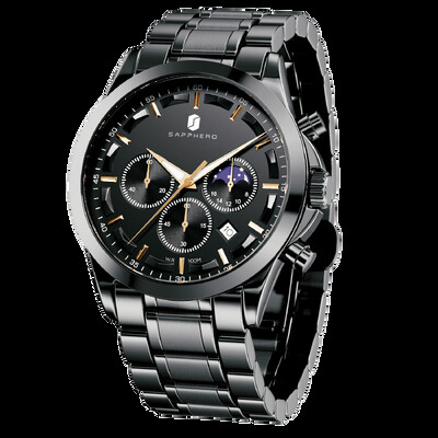 Ανδρικό ρολόι SAPPHERO από ανοξείδωτο ατσάλι Πολυτελές επαγγελματικό ρολόι χαλαζία 100M αδιάβροχο ανδρικό ρολόι ραντεβού Casual