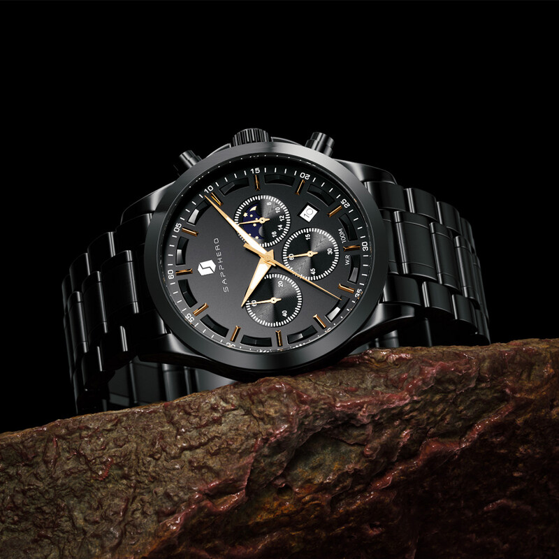 Ανδρικό ρολόι SAPPHERO από ανοξείδωτο ατσάλι Πολυτελές επαγγελματικό ρολόι χαλαζία 100M αδιάβροχο ανδρικό ρολόι ραντεβού Casual