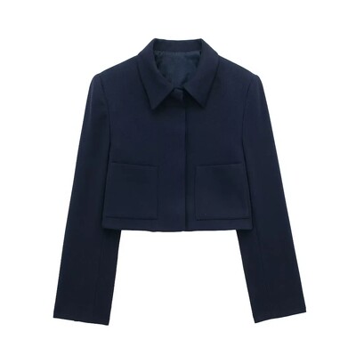 TRAFZA Proljetni elegantni ženski kratki satenski blejzer odijelo s patentnim zatvaračem visokog struka, ženska ležerna široka plisirana suknja A-kroja, dvodijelni set