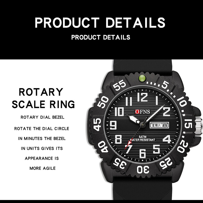 OFNS Luksuzni kvarcni sat vrhunske marke za muškarce Vodootporni satovi od nehrđajućeg čelika Klasični poslovni tjedni datum Muški ručni sat