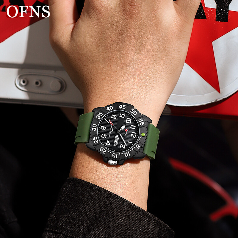 OFNS Luksuzni kvarcni sat vrhunske marke za muškarce Vodootporni satovi od nehrđajućeg čelika Klasični poslovni tjedni datum Muški ručni sat