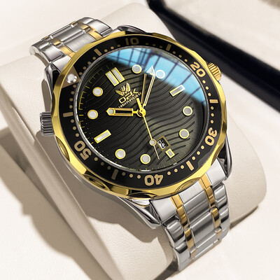 OPK Muški satovi Klasični modni pilot stil Originalni kvarcni sat za muškarce Vodootporni svjetleći datum od nehrđajućeg čelika