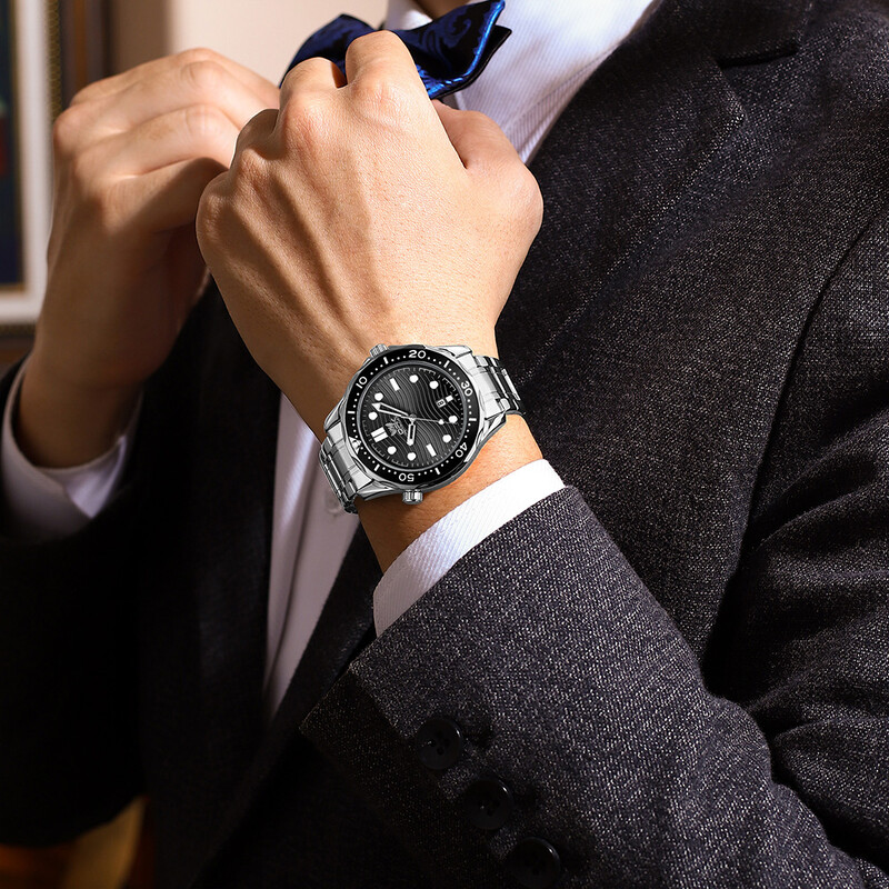 OPK Muški satovi Klasični modni pilot stil Originalni kvarcni sat za muškarce Vodootporni svjetleći datum od nehrđajućeg čelika