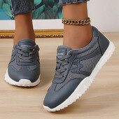 Ženske sive sportske cipele Ležerna sportska obuća s printom prozračne kože Ženske sportske cipele s debelim potplatom otporne na habanje Vel.