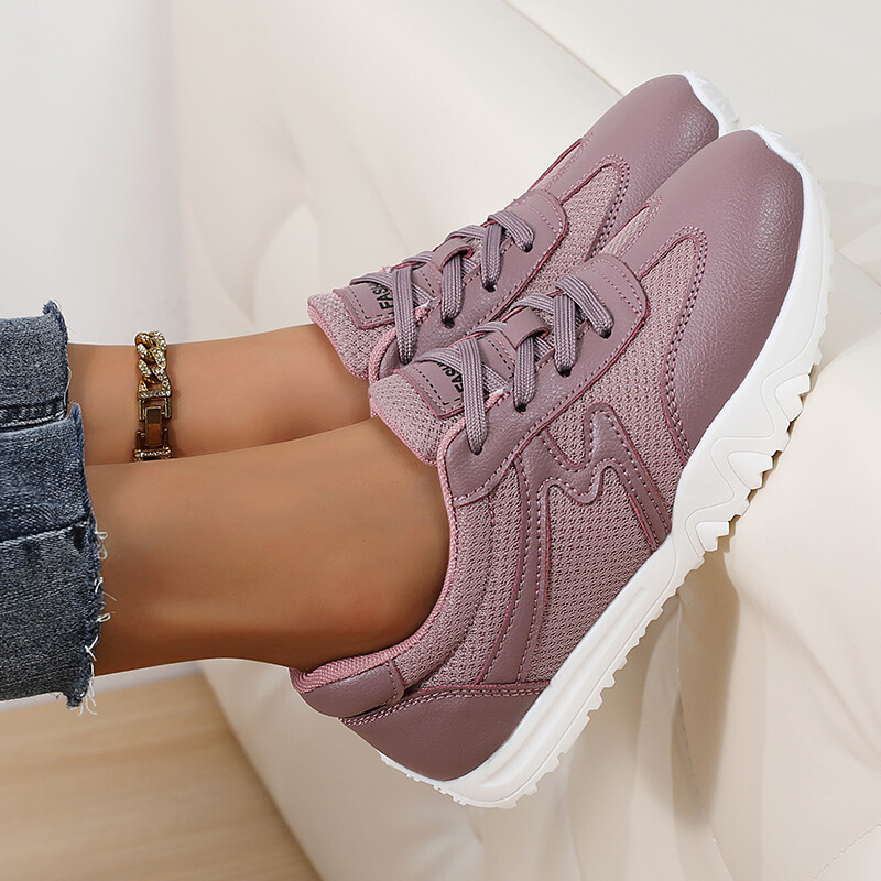 Ženske sive sportske cipele Ležerna sportska obuća s printom prozračne kože Ženske sportske cipele s debelim potplatom otporne na habanje Vel.