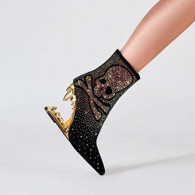 Kakay`s New Water Diamond Super High Heel Wolf Teeth Tiger Zobu formas papēža sieviešu īsi zābaki Sieviešu zābaki