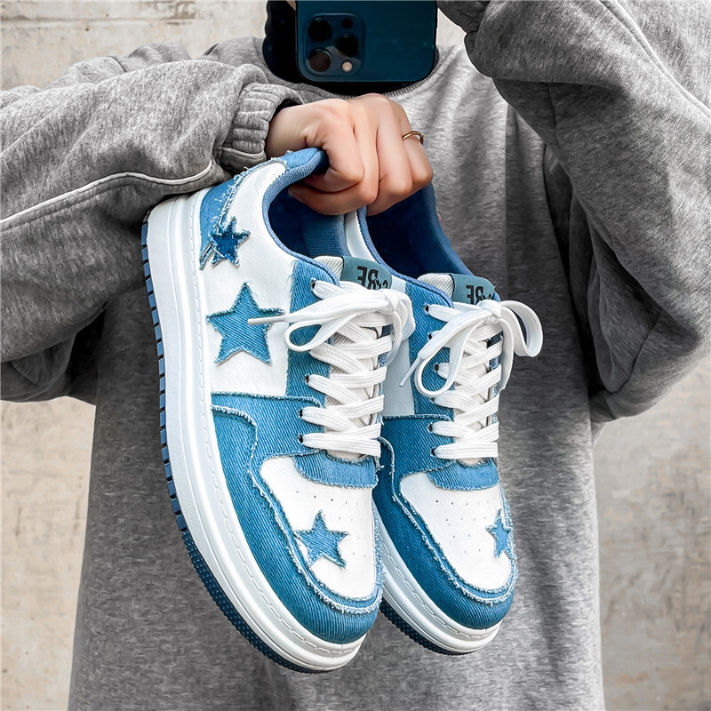 Novi trend neklizajuće cipele za dasku, studentska omladinska modna obuća za sport i slobodno vrijeme, platnene cipele patchwork zvijezde