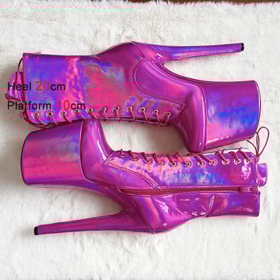 20 εκατοστά/8 ίντσες Super ψηλά με αδιάβροχη πλατφόρμα νυχτερινού κλαμπ, σέξι μπότες αστραγάλου, σέξι μίσος ψηλές κοντές μπότες Pole Dance Stripper Heel