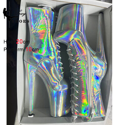 20 εκατοστά/8 ίντσες Super ψηλά με αδιάβροχη πλατφόρμα νυχτερινού κλαμπ, σέξι μπότες αστραγάλου, σέξι μίσος ψηλές κοντές μπότες Pole Dance Stripper Heel