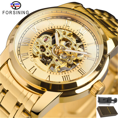 Forsining 349 Luksuzni Hot Sale skeleton šuplji modni mehanički ručni vjetar muški muški poslovni ručni sat Relogio veleprodaja