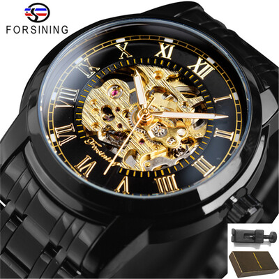 Forsining 349 Luksuzni Hot Sale skeleton šuplji modni mehanički ručni vjetar muški muški poslovni ručni sat Relogio veleprodaja