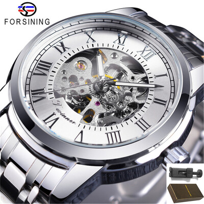 Forsining 349 Luksuzni Hot Sale skeleton šuplji modni mehanički ručni vjetar muški muški poslovni ručni sat Relogio veleprodaja