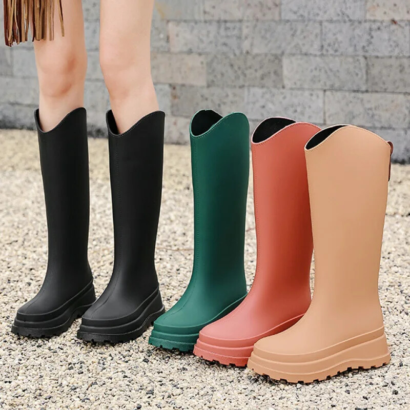 Modna ženska gornja odjeća Visoke čizme za kišu Duge cipele za vodu Protuklizne Otporne na habanje Za radnu kuhinju
