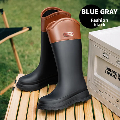 Μοντέρνα γυναικεία παπούτσια βροχής Ελαφριά με ψηλές μπότες αδιάβροχα αντιολισθητικά μποτάκια ενηλίκων Νέου στυλ Λαστιχένια παπούτσια με μακριά μπότα
