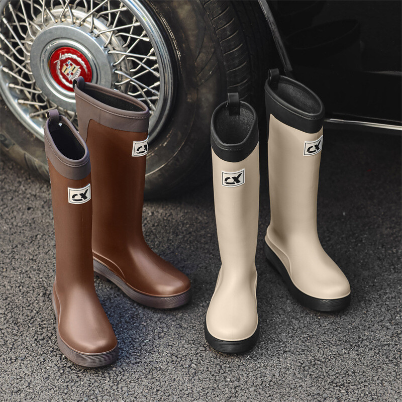 Aukšto vamzdžio lietaus batai moteriški madingi lietaus batai lauko storapadžiai vandeniui atsparūs batai guminiai batai