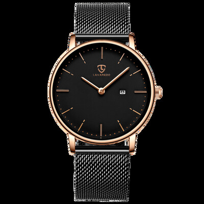 Ανδρικό ρολόι Μινιμαλιστικής μόδας Απλό ρολόι καρπού αναλογικό ραντεβού με ταινία από πλέγμα από ανοξείδωτο ατσάλι