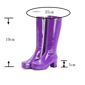 REAVE CAT Autumn Candy Sweet Knee-High boots Round Toe Square Heel PU Zipper Big size 33-46 Yellow Green Purple Orange S1981