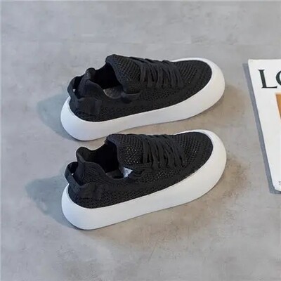 Γυναικεία παπούτσια με πλεκτό δίχτυ με χοντρή σόλα Καλοκαίρι 2024 Νέο φοιτητικό αθλητικό μάφιν με κάτω αναπνέον στρογγυλά αθλητικά παπούτσια Λευκό Μαύρο Πράσινο