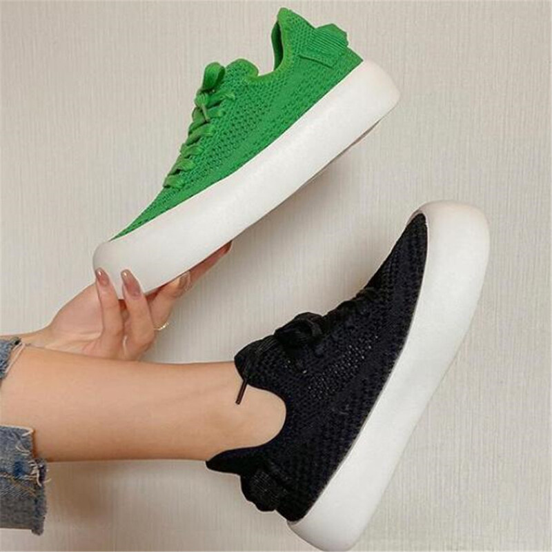 Γυναικεία παπούτσια με πλεκτό δίχτυ με χοντρή σόλα Καλοκαίρι 2024 Νέο φοιτητικό αθλητικό μάφιν με κάτω αναπνέον στρογγυλά αθλητικά παπούτσια Λευκό Μαύρο Πράσινο