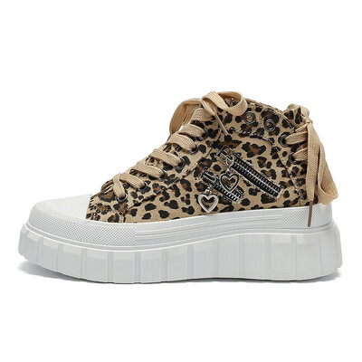 Trendi platnene cipele 2024. Nove debele potplate s metalnim zatvaračem za povećanje visine Srce Dekoracija Ležerne sportske ženske cipele Tenisice