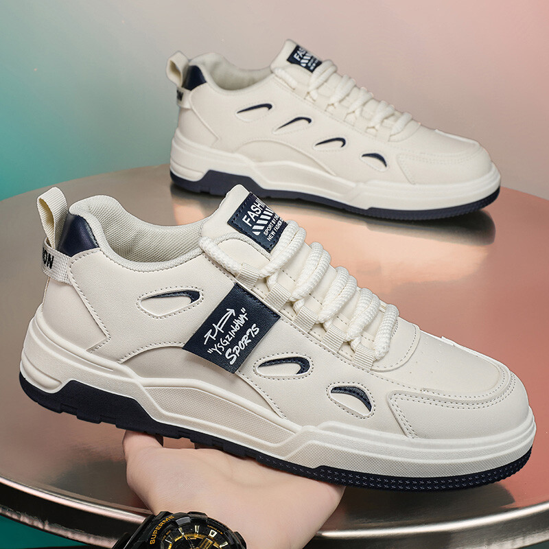 Vulkaniseeritud kingad Moodsad lihtsad meeste tossud hingavad kerged paksu tallaga kingad libisemiskindlad kulumiskindlad vabaajajalatsid