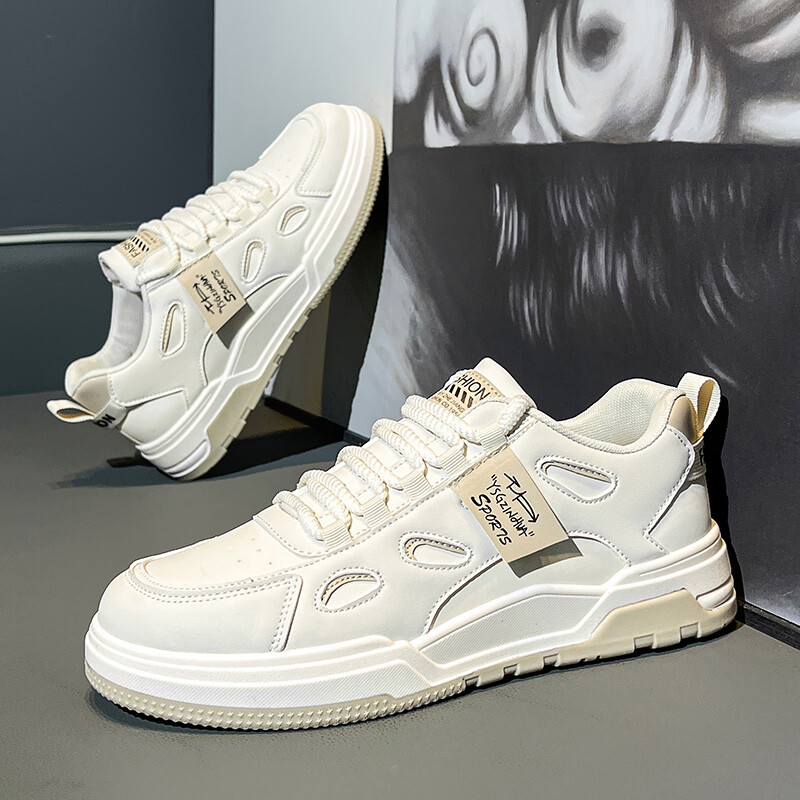 Vulkaniseeritud kingad Moodsad lihtsad meeste tossud hingavad kerged paksu tallaga kingad libisemiskindlad kulumiskindlad vabaajajalatsid