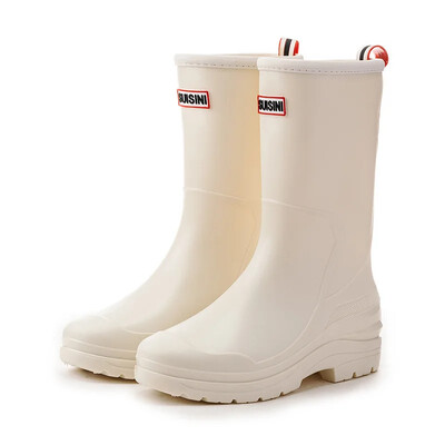 Modne ženske kišne čizme u korejskom stilu, srednje visoke čarape, vunene podstave, tople, svestrane, vodootporne kožne vanjske cipele