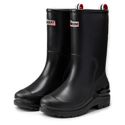 Modne ženske kišne čizme u korejskom stilu, srednje visoke čarape, vunene podstave, tople, svestrane, vodootporne kožne vanjske cipele