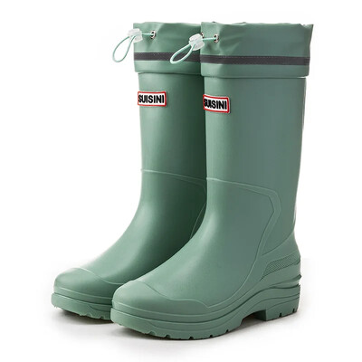 Modne ženske kišne čizme u korejskom stilu, srednje visoke čarape, vunene podstave, tople, svestrane, vodootporne kožne vanjske cipele