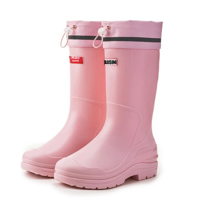 Modne ženske kišne čizme u korejskom stilu, srednje visoke čarape, vunene podstave, tople, svestrane, vodootporne kožne vanjske cipele