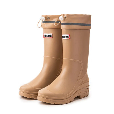 Modne ženske kišne čizme u korejskom stilu, srednje visoke čarape, vunene podstave, tople, svestrane, vodootporne kožne vanjske cipele