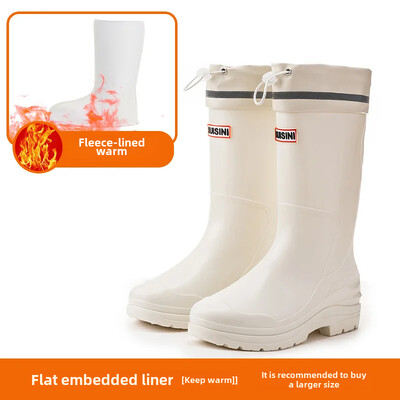 Modne ženske kišne čizme u korejskom stilu, srednje visoke čarape, vunene podstave, tople, svestrane, vodootporne kožne vanjske cipele