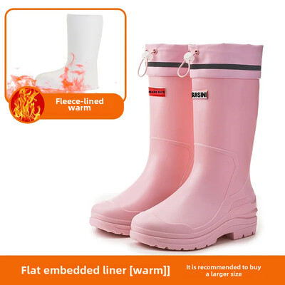 Modne ženske kišne čizme u korejskom stilu, srednje visoke čarape, vunene podstave, tople, svestrane, vodootporne kožne vanjske cipele