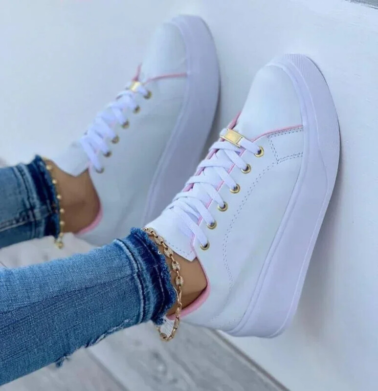 Ženske tenisice Modne sportske cipele s platformom za okruglu glavu na vezanje Proljeće Jesen Ženske ravne cipele za hodanje Ženske ležerne vulkanizirane cipele