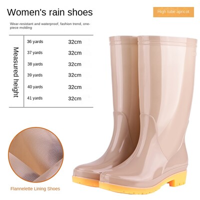 Duge čizme za kišu na nisku petu Ženski modeli Neklizajuće cipele za vodu Kuhinjske ženske cipele za kišu Visoke ženske cipele od meke gume