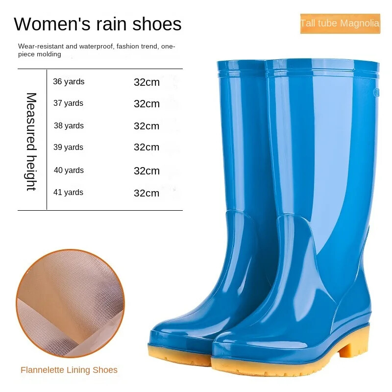 Duge čizme za kišu na nisku petu Ženski modeli Neklizajuće cipele za vodu Kuhinjske ženske cipele za kišu Visoke ženske cipele od meke gume