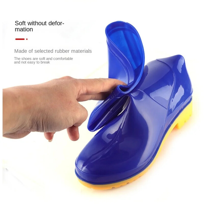 Duge čizme za kišu na nisku petu Ženski modeli Neklizajuće cipele za vodu Kuhinjske ženske cipele za kišu Visoke ženske cipele od meke gume
